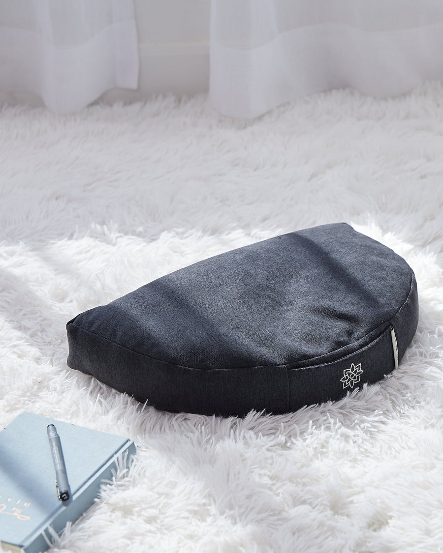 Compact Meditation Cushion in Stone Black Mindful & Modern 