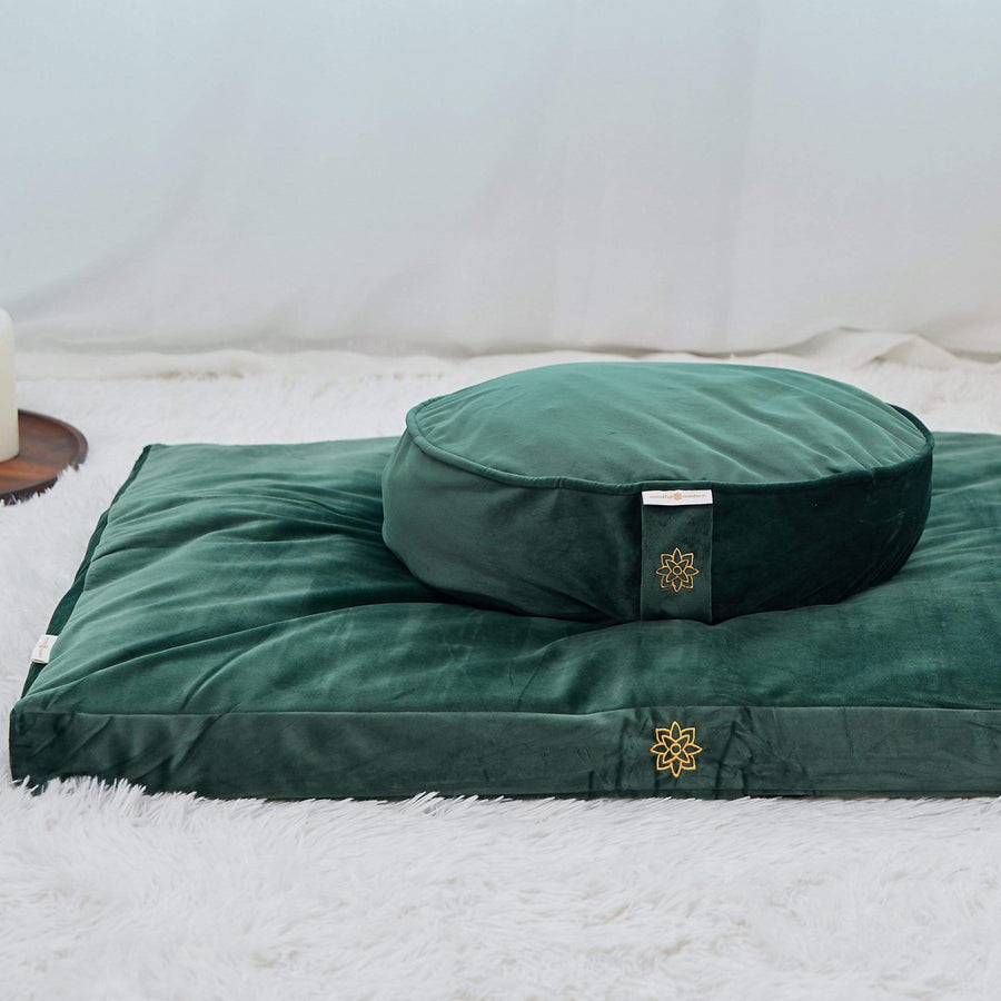 Luxe Velvet Meditation Cushion Set Mindful & Modern Green 