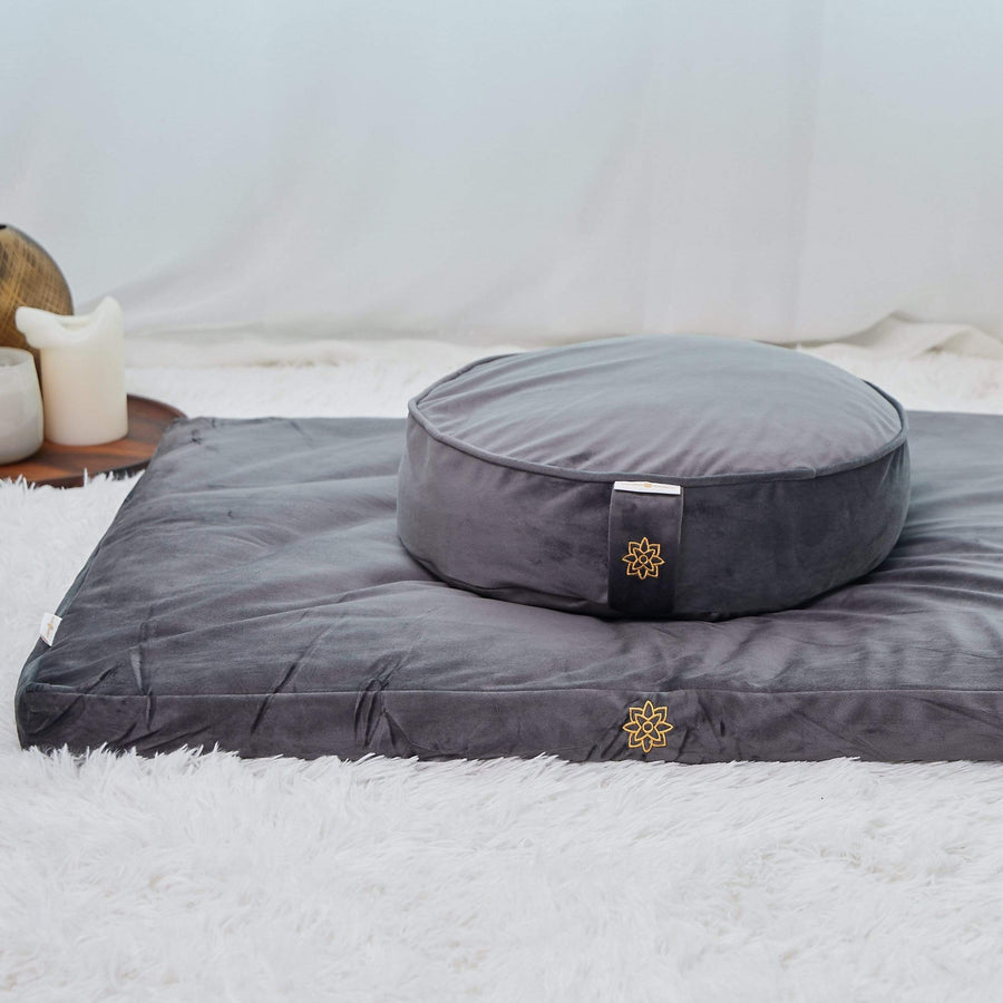Luxe Velvet Meditation Cushion Set Mindful & Modern Grey 