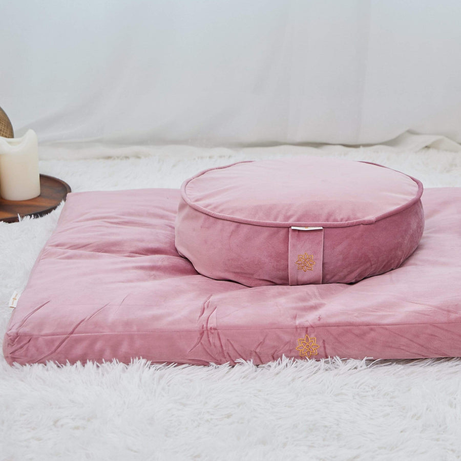 Luxe Velvet Meditation Cushion Set Mindful & Modern Pink 