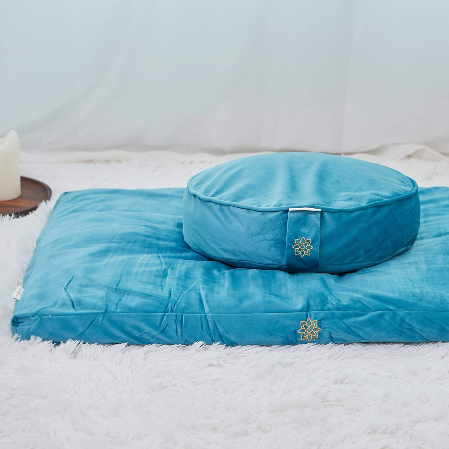 Luxe Velvet Meditation Cushion Set Mindful & Modern Turquoise 