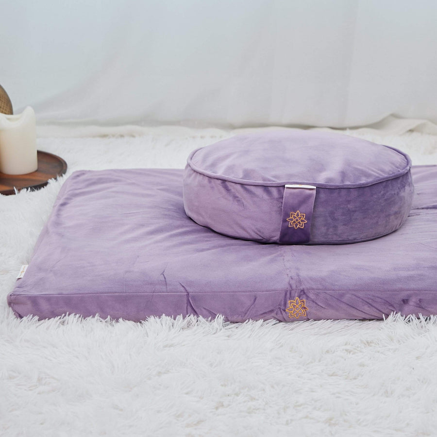 Luxe Velvet Meditation Cushion Set Mindful & Modern Violet 