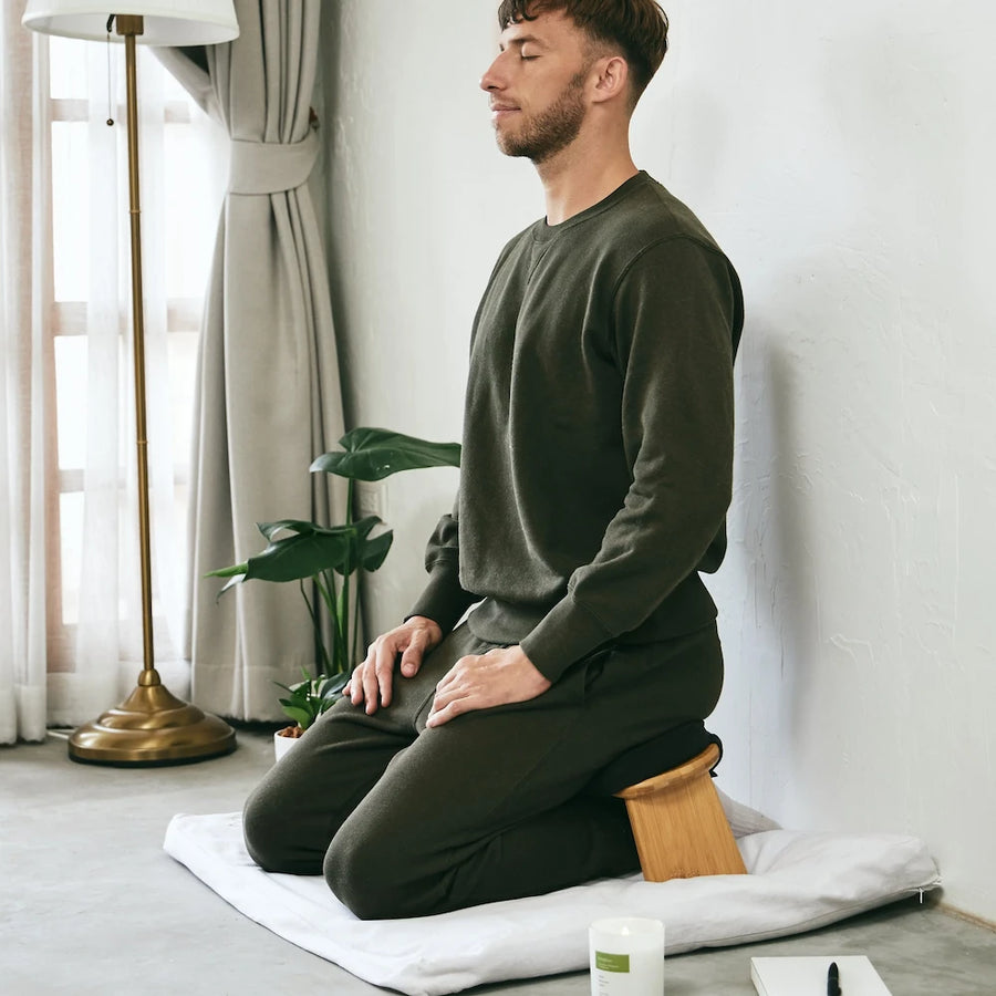 Padded Meditation Bench & Zabuton Mat Set
