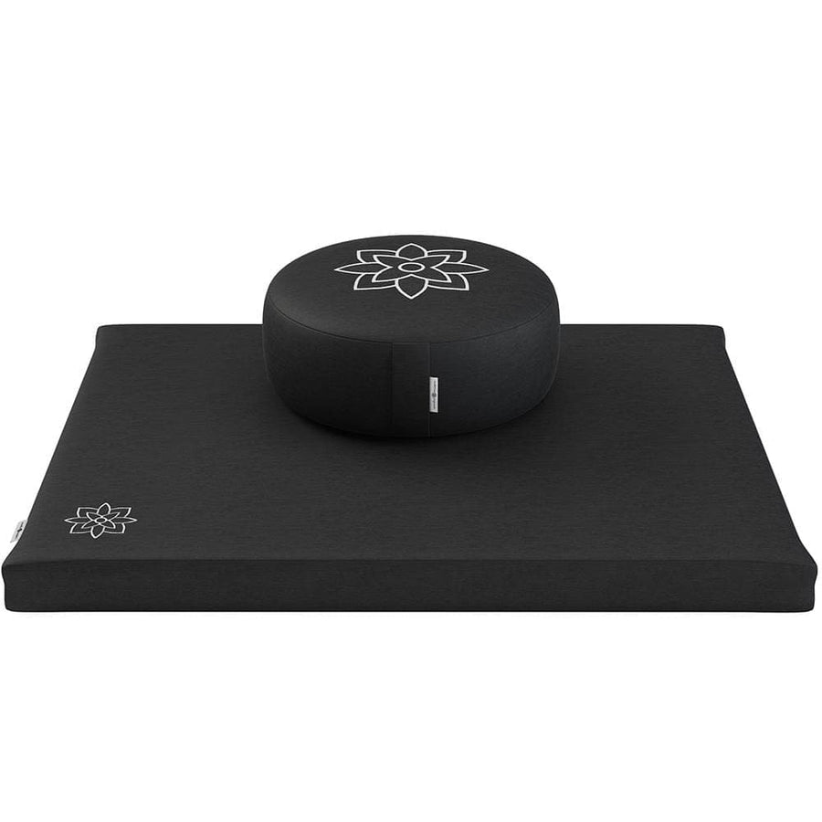 Round Meditation Cushion Set Mindful & Modern Black 
